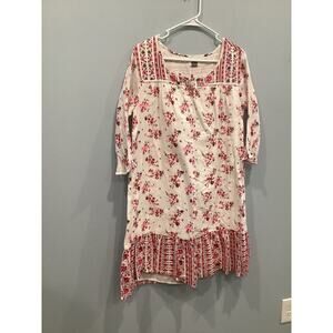 Old‎ Navy Big Girls Peasant Dress Size XXL Plus 16 Boho Pink Floral Gauzy Cotton